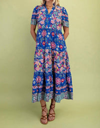 Gigio - Mixed Print Tiered Midi Dress