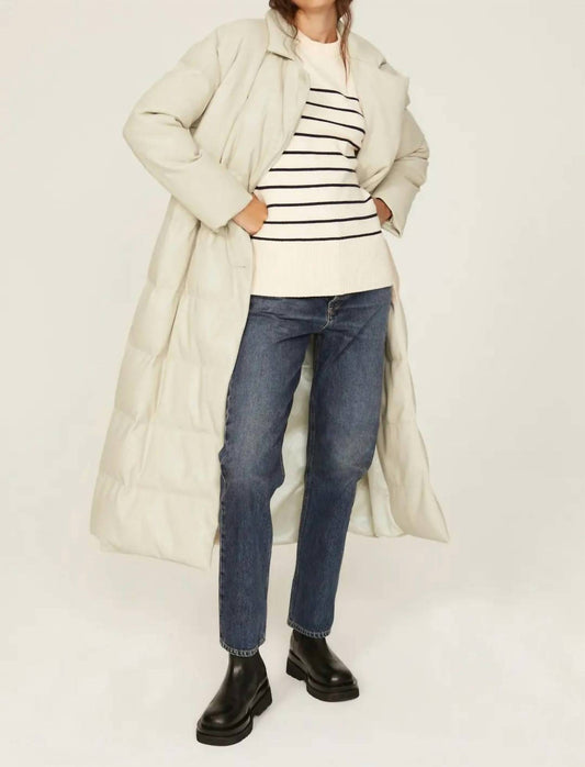 Something Navy - Faux Leather Long Puffer Coat