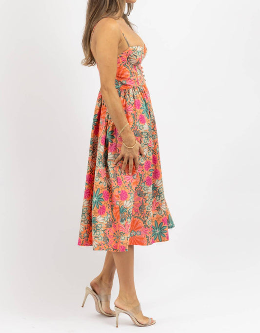 Olivaceous - Blossom Print Midi Dress