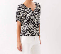 Karen Kane - Satin Short Sleeve Peasant Top - Petite