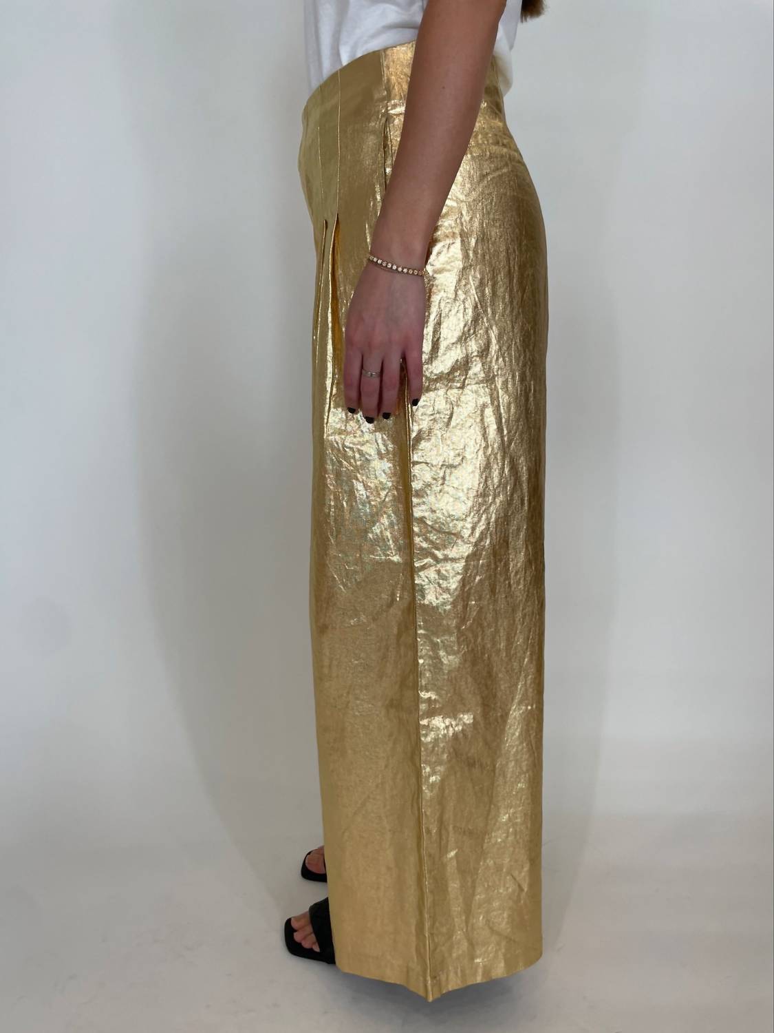 Lanhtropy - Foiled Linen Culotte Pants