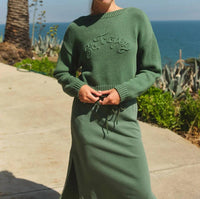 Sundry - Crop Boatneck Embroidered Sweater