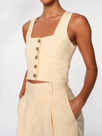 Dl1961 - Women'S - Lizzie Top Cropped Wheat Linen