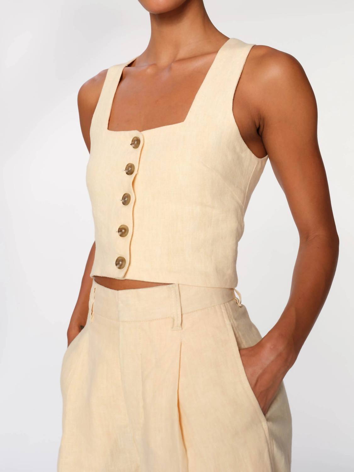 Dl1961 - Women'S - Lizzie Top Cropped Wheat Linen