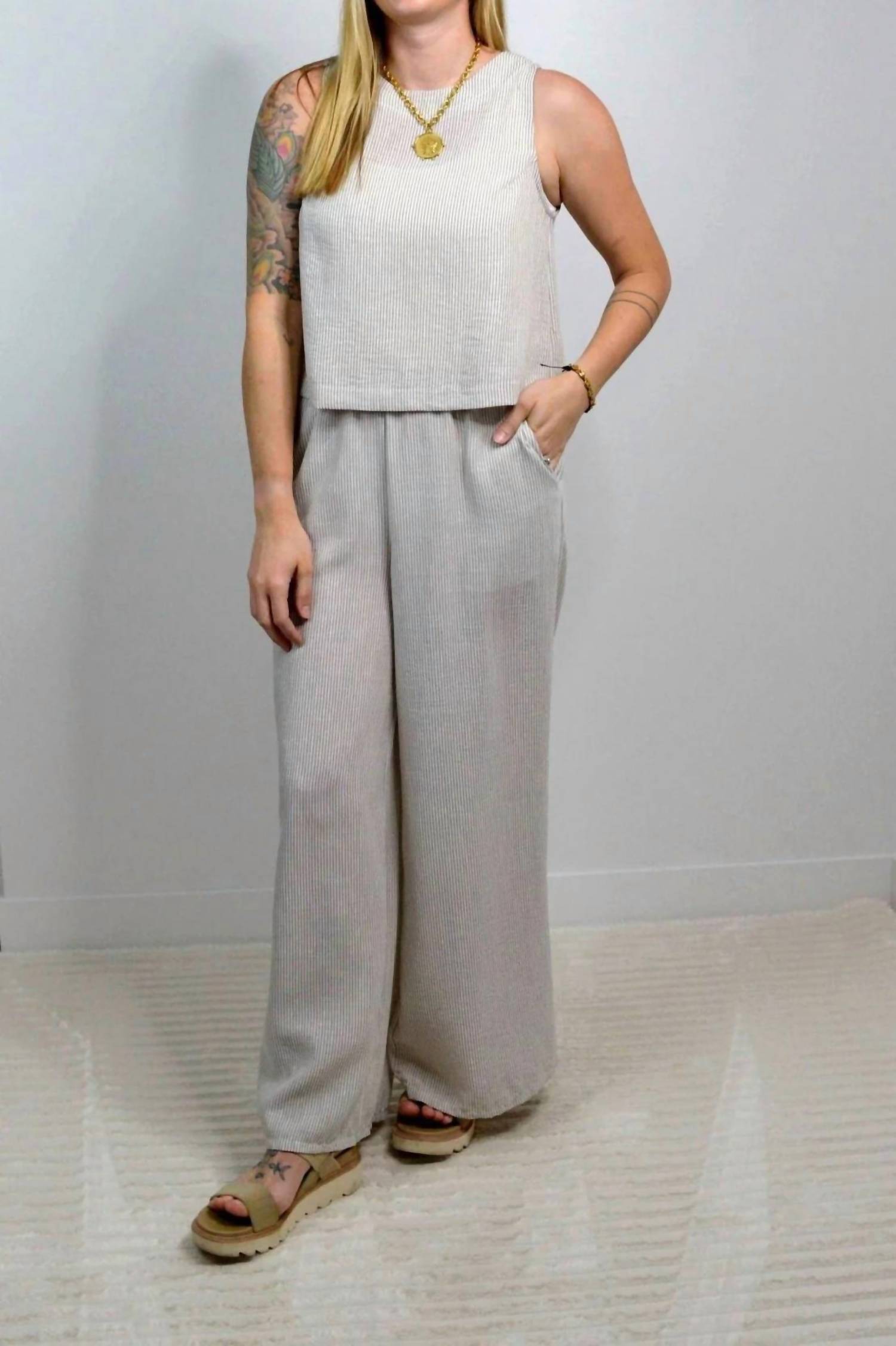 Sadie & Sage - Garden Stripe Button Tank Top
