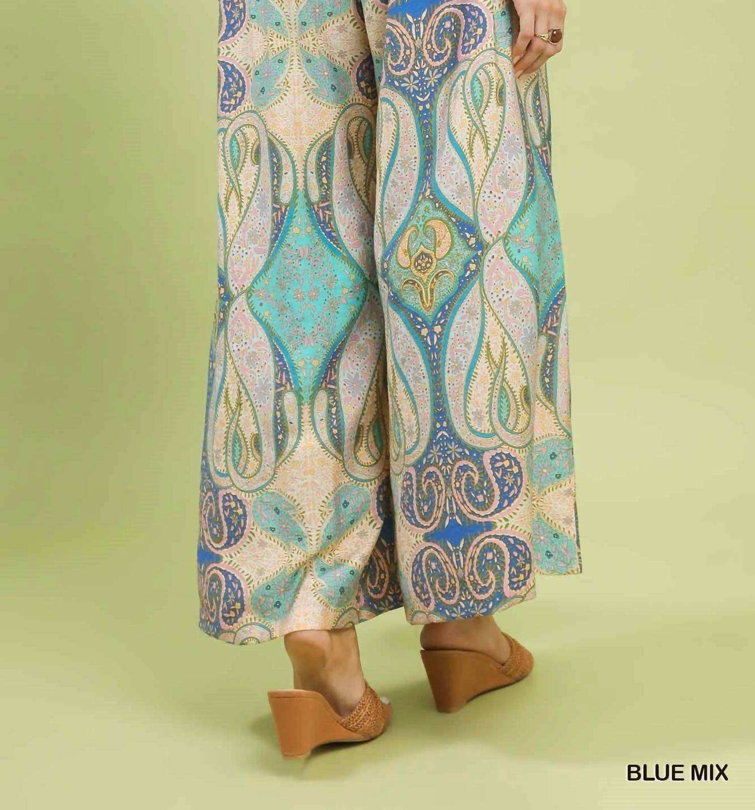 Umgee - Printed Pull-On Skirt Pants
