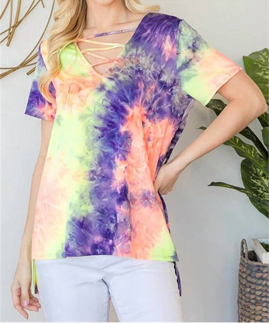 Cy Fashion - Tie Dye Crisscrossed Top