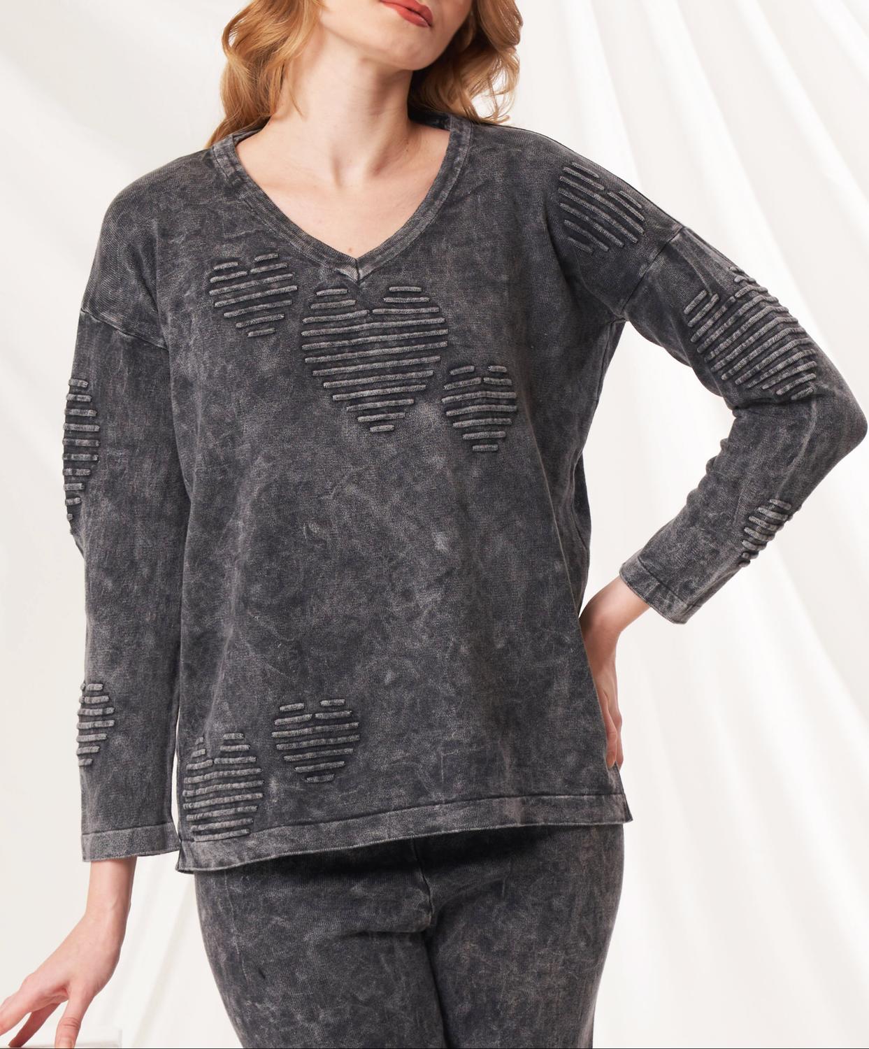 Angel Apparel - V-Neck Heart Sweater
