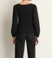Nation LTD Aidan Smocked Blouse in jet black - women's blouse - alternate view