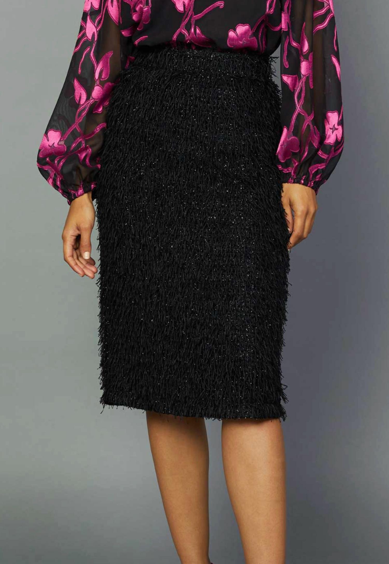 Current Air - Textured Shine Skirt with Fringe
