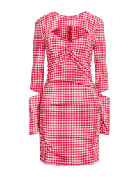 Ganni - Seersucker Cut-out Checked Mini Dress
