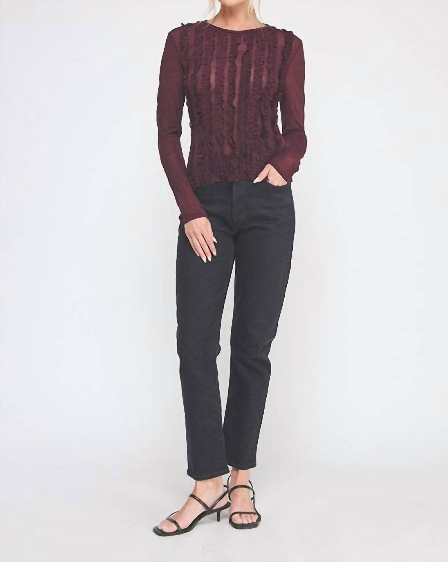 Allie Rose - Ruffle Sheer Blouse
