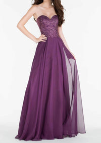 ALYCE PARIS Strapless Embellished Chiffon Gown in purple - women's dress