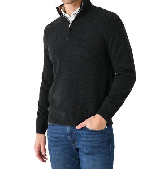 Naadam - Contrast Collar Quarter-Zip Pullover