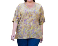 On The Plus Side - Rayon Short Sleeve V-Neck Blouse - Plus