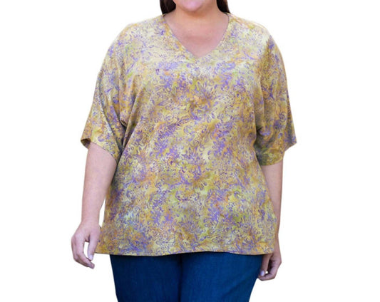 On The Plus Side - Rayon Short Sleeve V-Neck Blouse - Plus