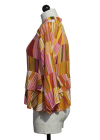 Aldo Martins - Women's Zip Front Striped Jacket With Tiered Ruffle Bottom