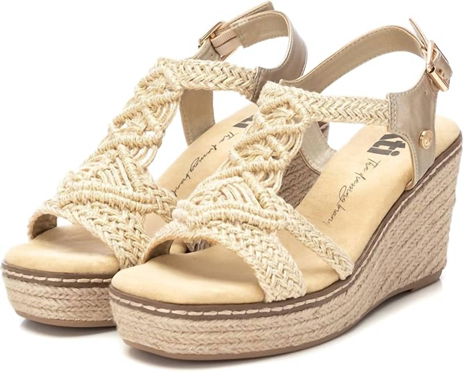 Xti Women's Textile Open Toe Sandals in gold textile - women's sandal - view 5