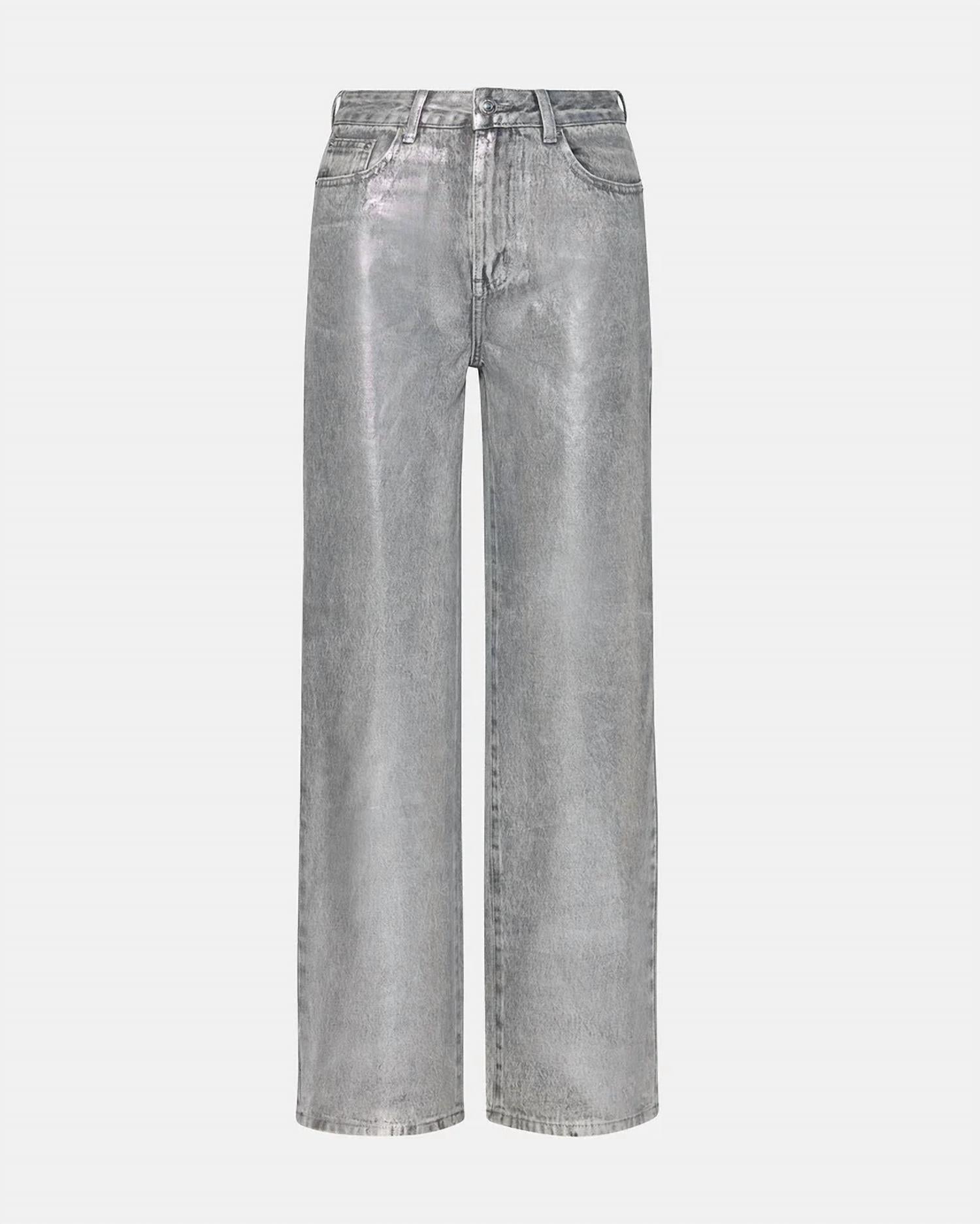 STEVE MADDEN Straight Leg Metallic Jeans in silver - women's jeans - alternate view