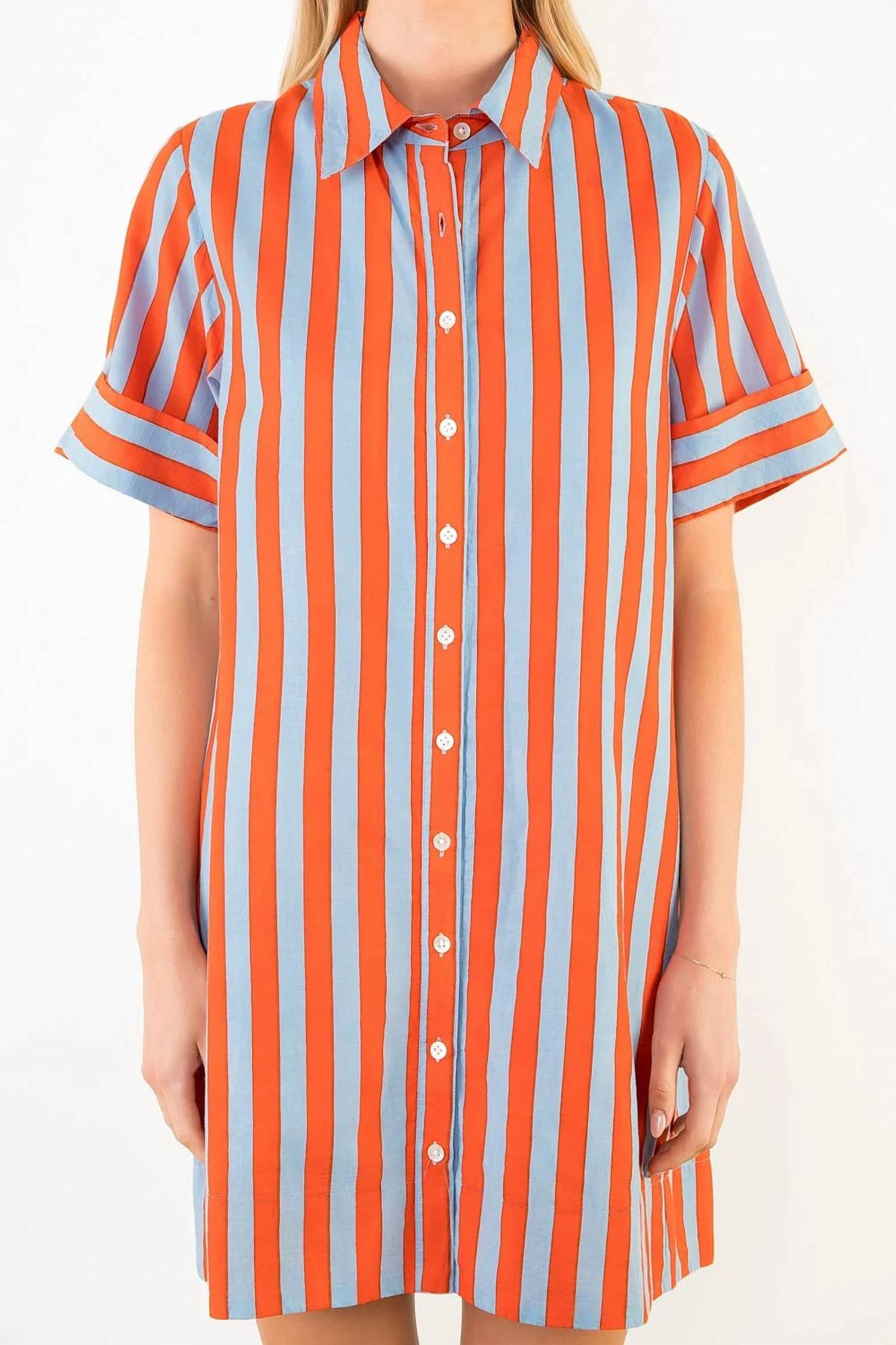 Thml - Stripe Button Up Mini Dress