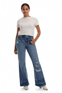 1822 Denim - Leilani Mid Rise Destructed Mini Bootcut Jeans