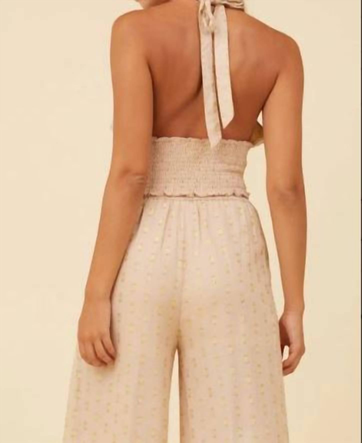 Tan and Gold Lurex Halter Top