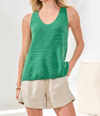 Tribal - Combed Cotton Sleeveless V-neck Sweater