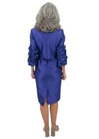 FRASCARA Floral Appliqué Jacket And Dress Set in amethyst - women's dress - detail view