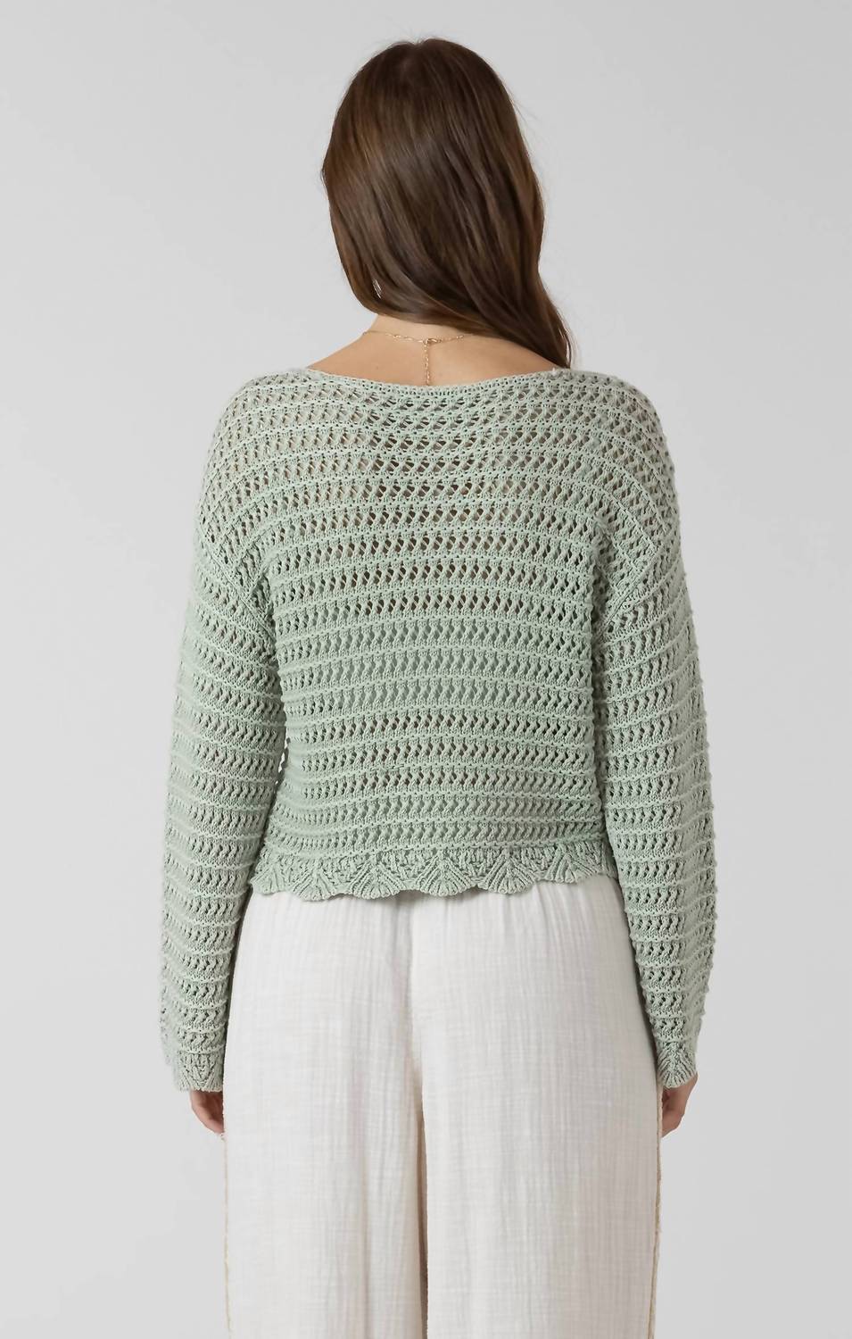 Dex - Women's Scalloped Hem Open Stitch Sweater
