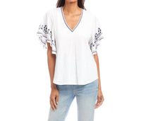 Karen Kane - Embroidered Flutter Sleeve Top