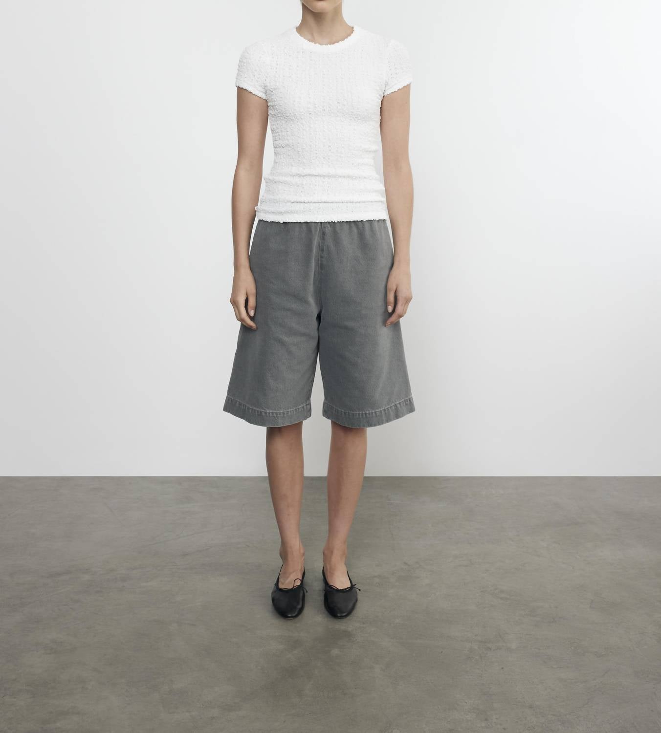 Enza Costa PUCKERED CAP SLEEVE TOP in undyed - women's t-shirt