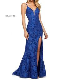 Sherri Hill Strappy Back Lace Ball Gown Dress in royal - women's dress