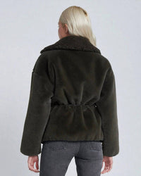7 For All Mankind Faux Fur Wrap Coat in kangaroo - women's jacket - alternate view