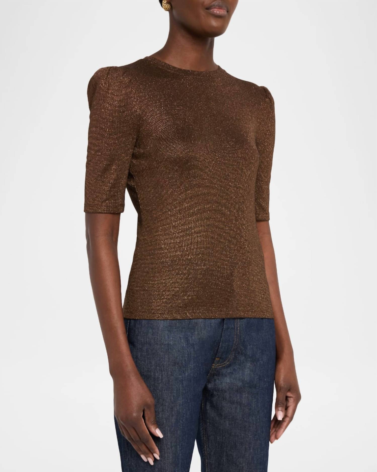 Frame - Lurex Gathered Tee