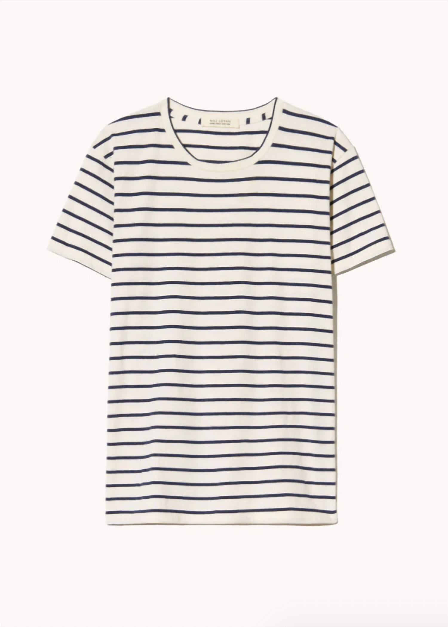 NILI LOTAN Lana Crewneck Tee in natural navy - women's t-shirt - view 5