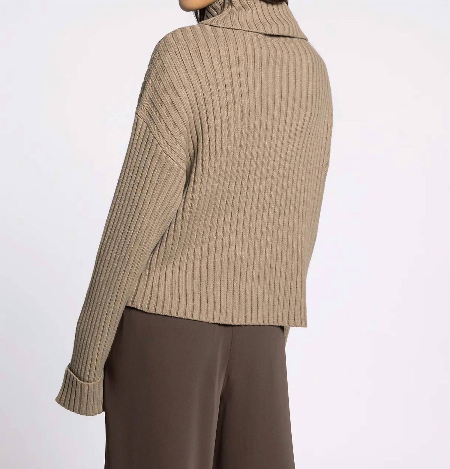 Weekend Los Angeles Virginia Relaxed Drop Shoulder Sweater in brown - women's sweater - detail view