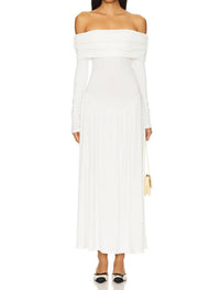 We Wore What - Off Shoulder Ruched Midi Dress