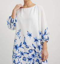 Joseph Ribkoff 3/4 Sleeve Floral Shift Dress in vanilla multi - women's dress - view 4