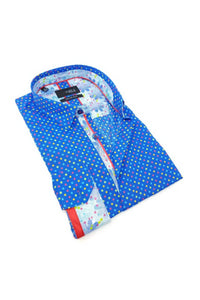 Eight X - Colorful Dots Button Down Print Shirt With Trim