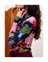 FRNCH Salon Long Sleeves Top in print salon nuit - women's long sleeve top - detail view