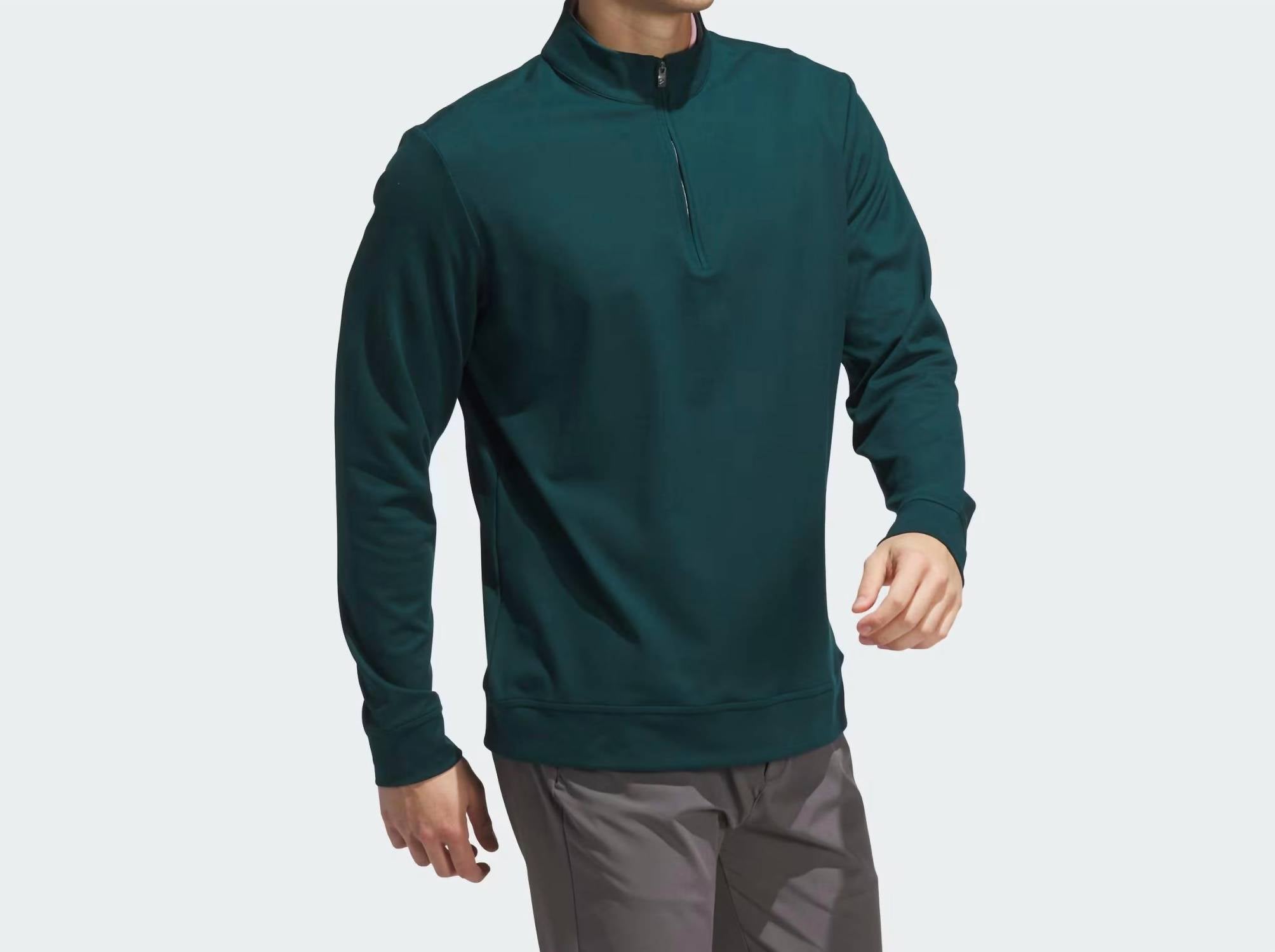 adidas Ultimate 365 Classic Quarter Zip Top in jl5322 green - men's jacket - detail view