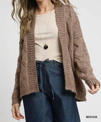 Umgee - Chunky Cable Knit Open Front Cardigan
