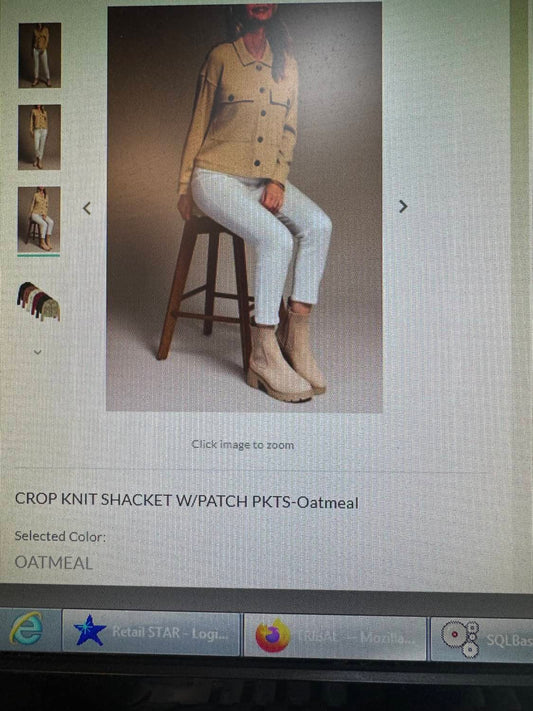 Tribal - WOMEN'S CROP KNIT SHACKET WITH PATCH POCKETS