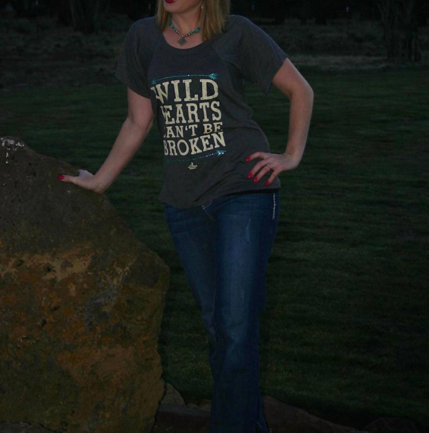 Ali Dee Wholesale Wild Hearts Can't Be Broken Tee in charcoal gray - women's t-shirt - alternate view