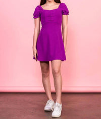 MISS BEHAVE GIRLS Girl's Tate Mini Dress in purple magenta - kids' dress