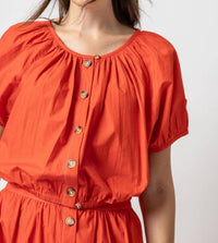 Lilla P - Elastic Hem Button Front Top