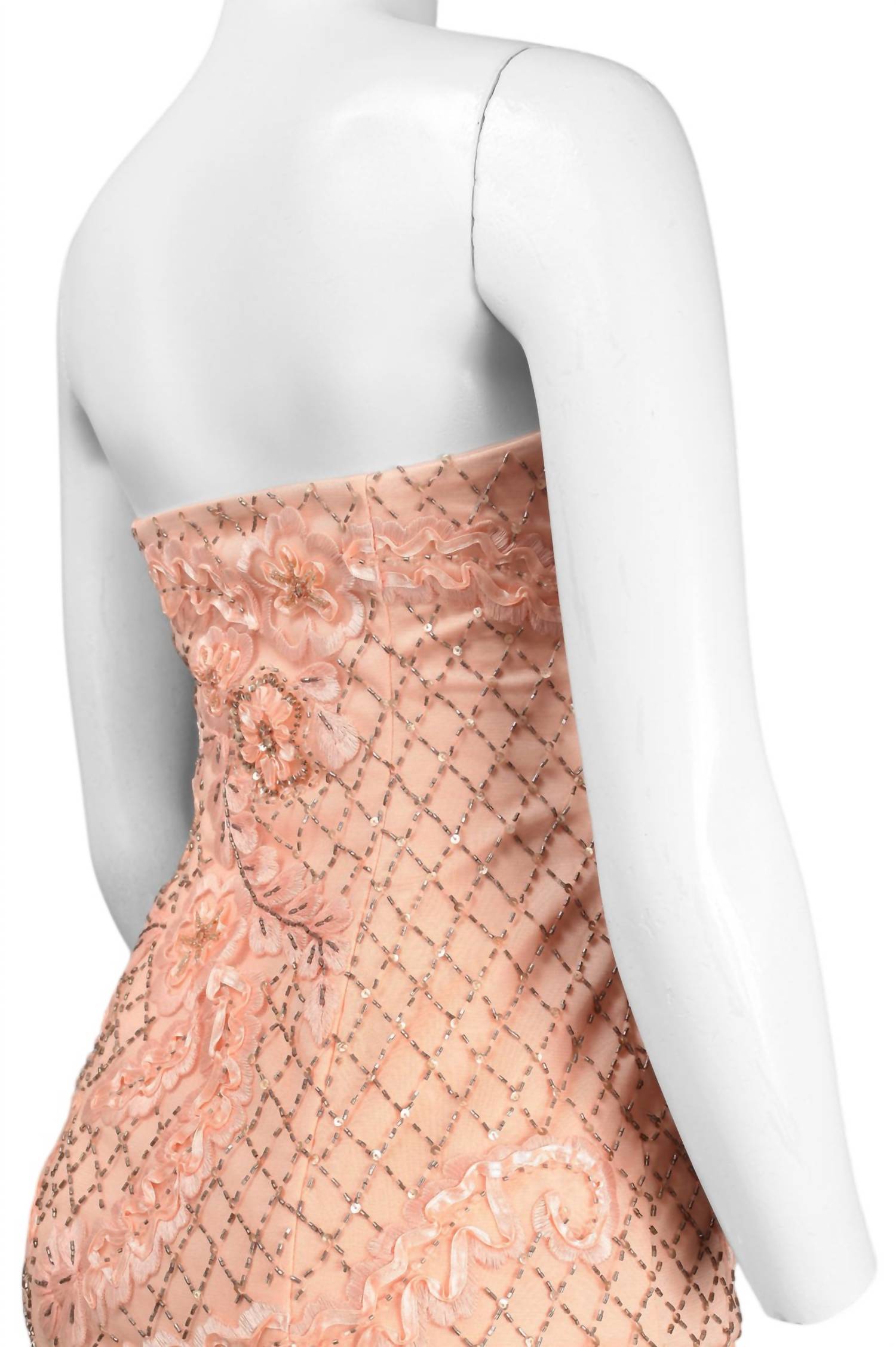 Sue Wong - Strapless Floral Beaded Mermaid Dress