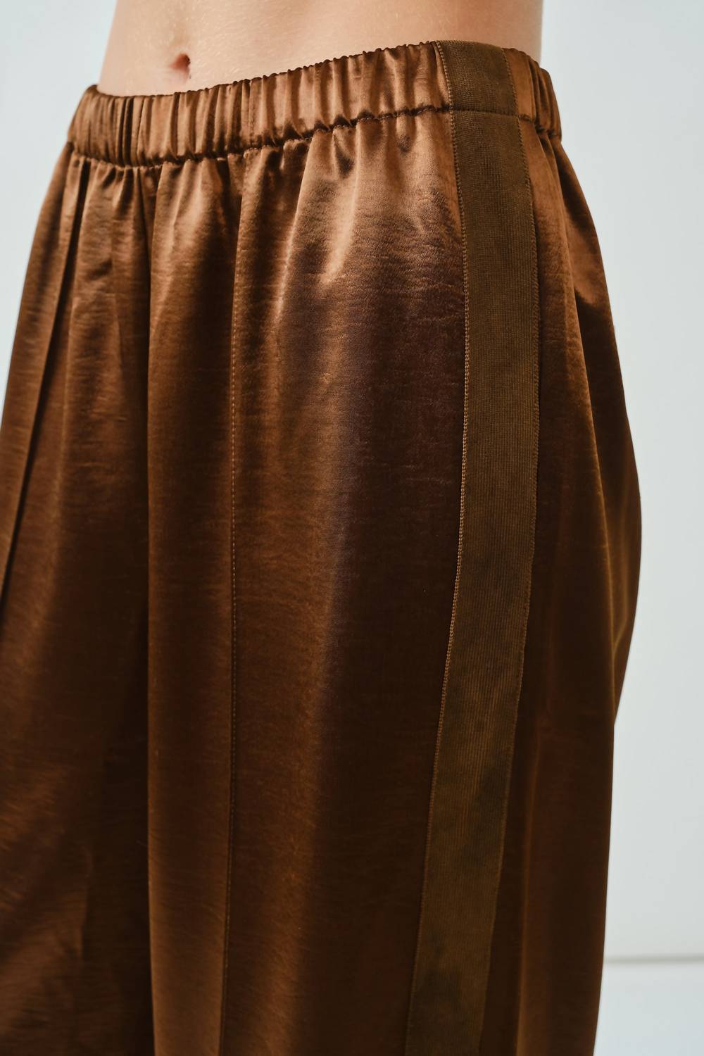 Aaron & Amber Milo Satin Comfy Straight Pants in brown - women's pants - view 4
