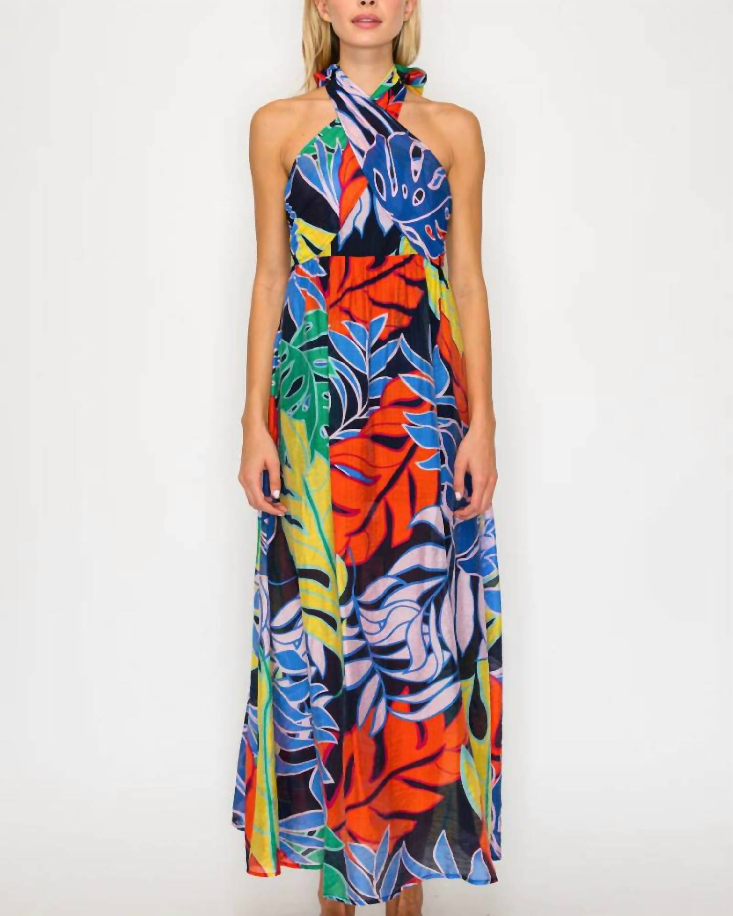 Meet Me In Santorini - Halter Maxi Dress