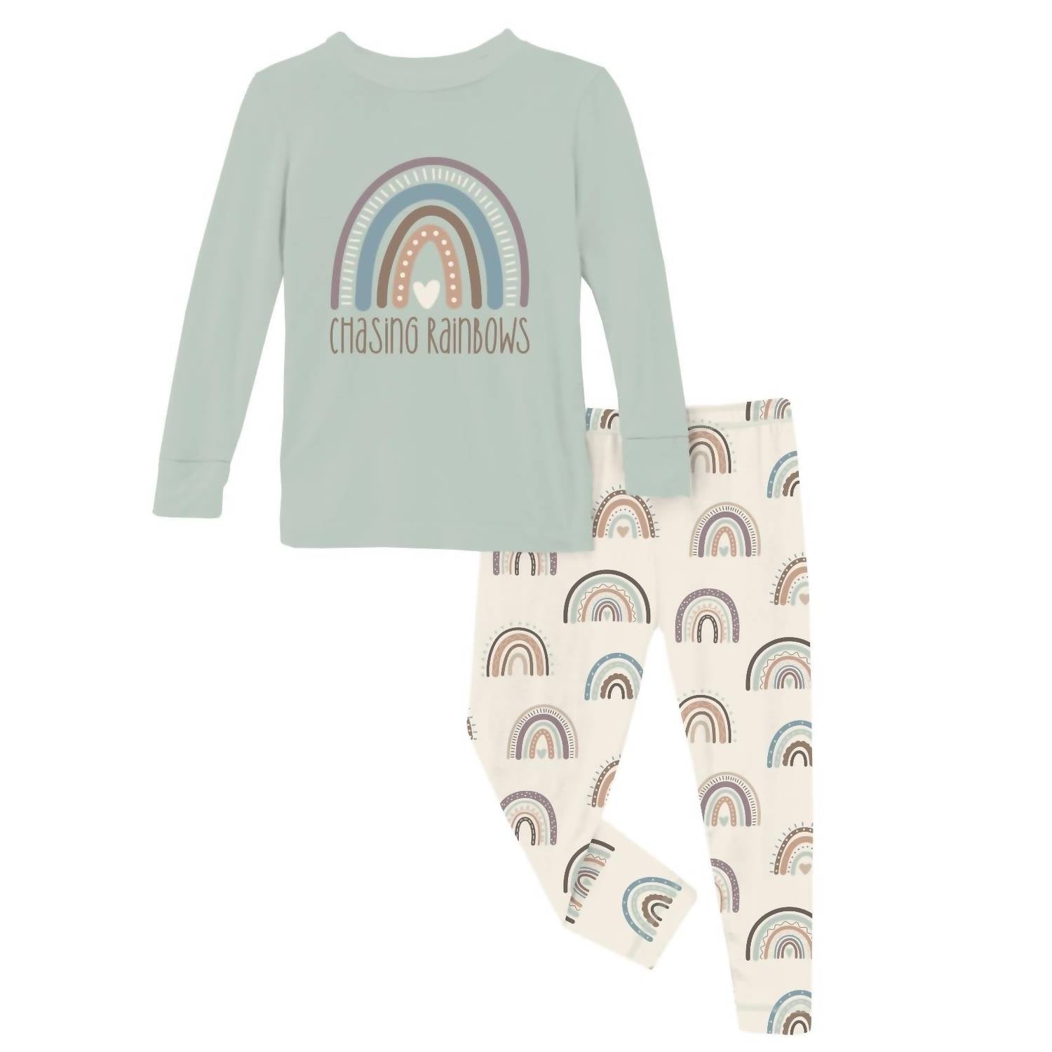 Kickee - Kid's Long Sleeve Graphic Tee Pajama Set